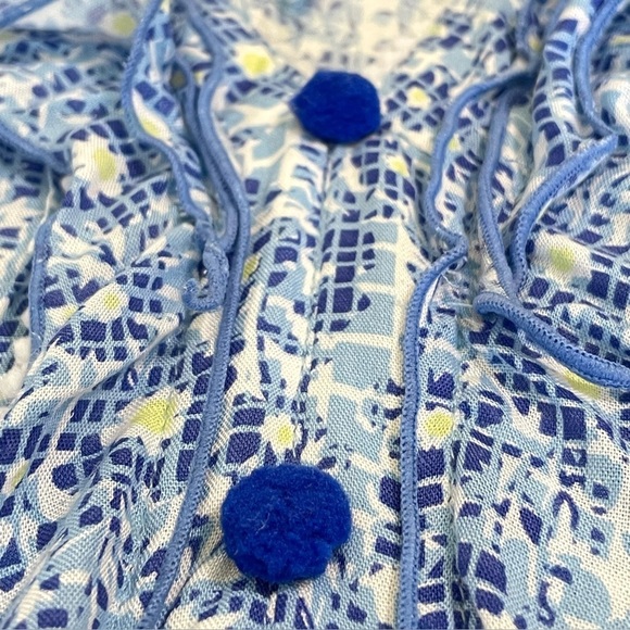 NWT Poupette St Barth Mae Ruffle Trim Printed Mini Dress Blue Je T’aime Girls 10 - Picture 9 of 15